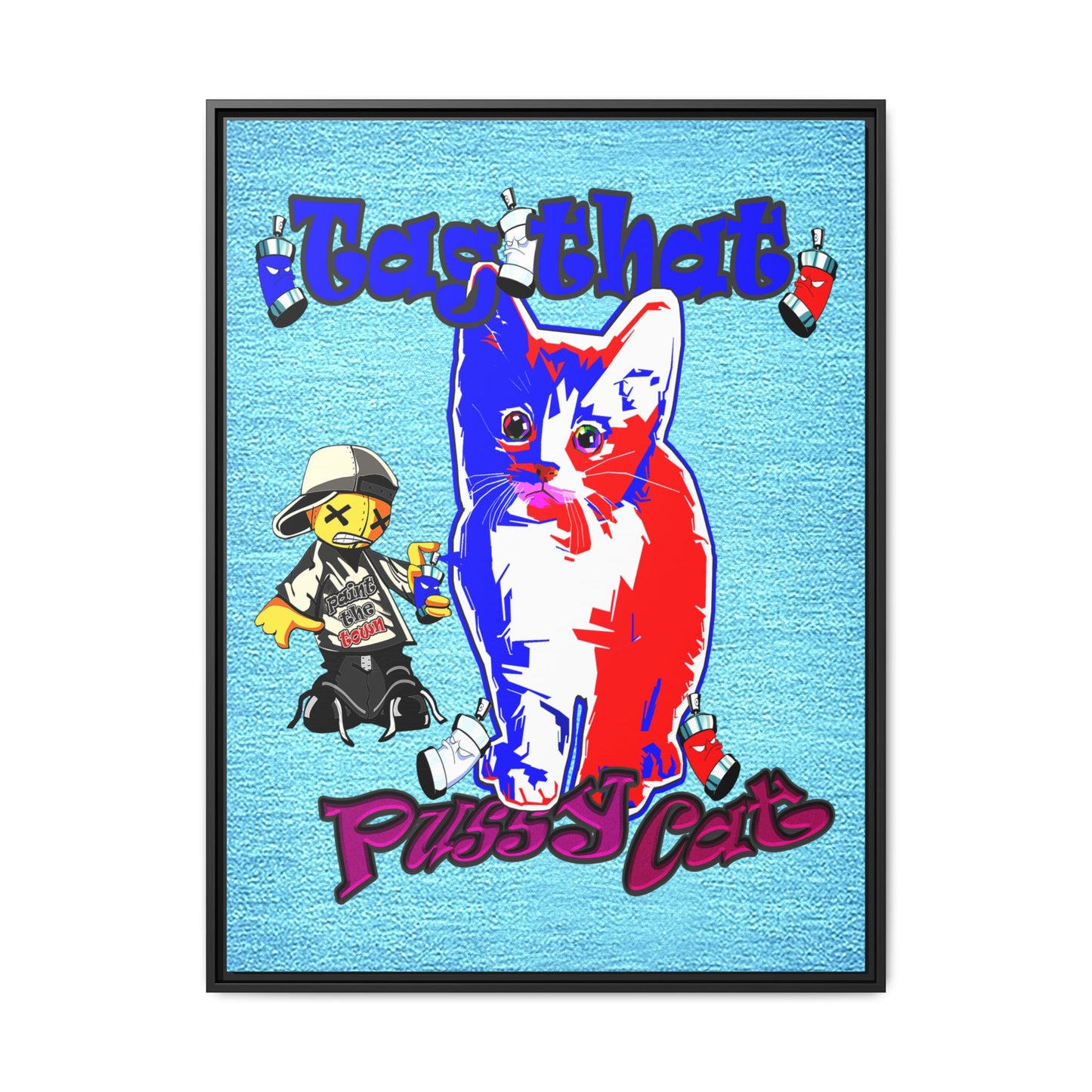 tag that - framed canvas art (faded blue)