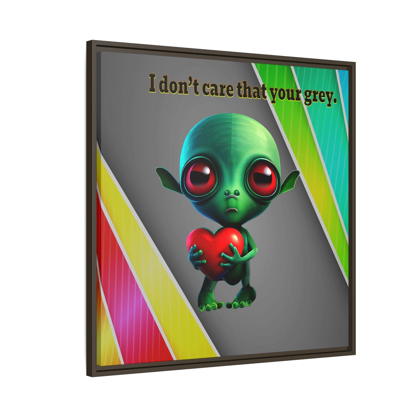 I don't care that your grey - framed canvas art (rainbow split)