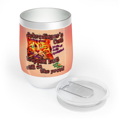 schrodinger's cat - Chill Wine Tumbler (yellow-orange wave)