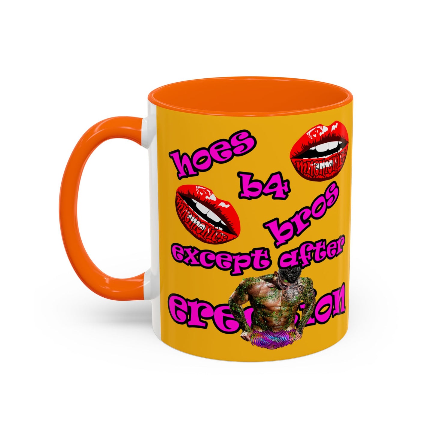 hoes b4 bros - Accent Mug (yellow)