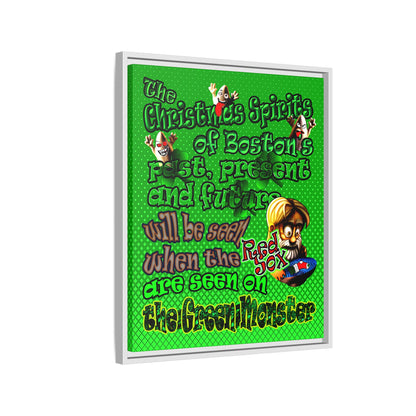 christmas spirits of boston - framed canvas art (logo green)
