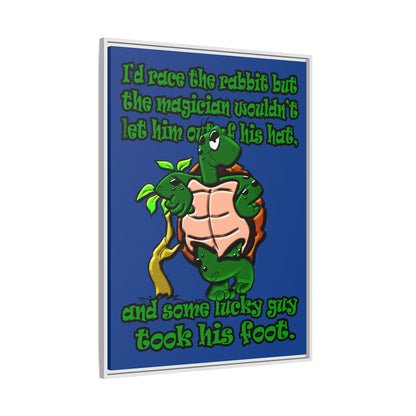 turtle race - framed canvas art (dark blue)