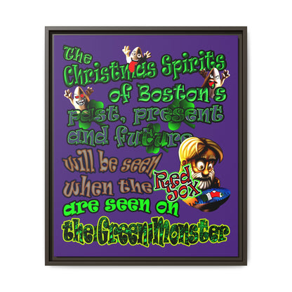 christmas spirits of boston - framed canvas art (purple)