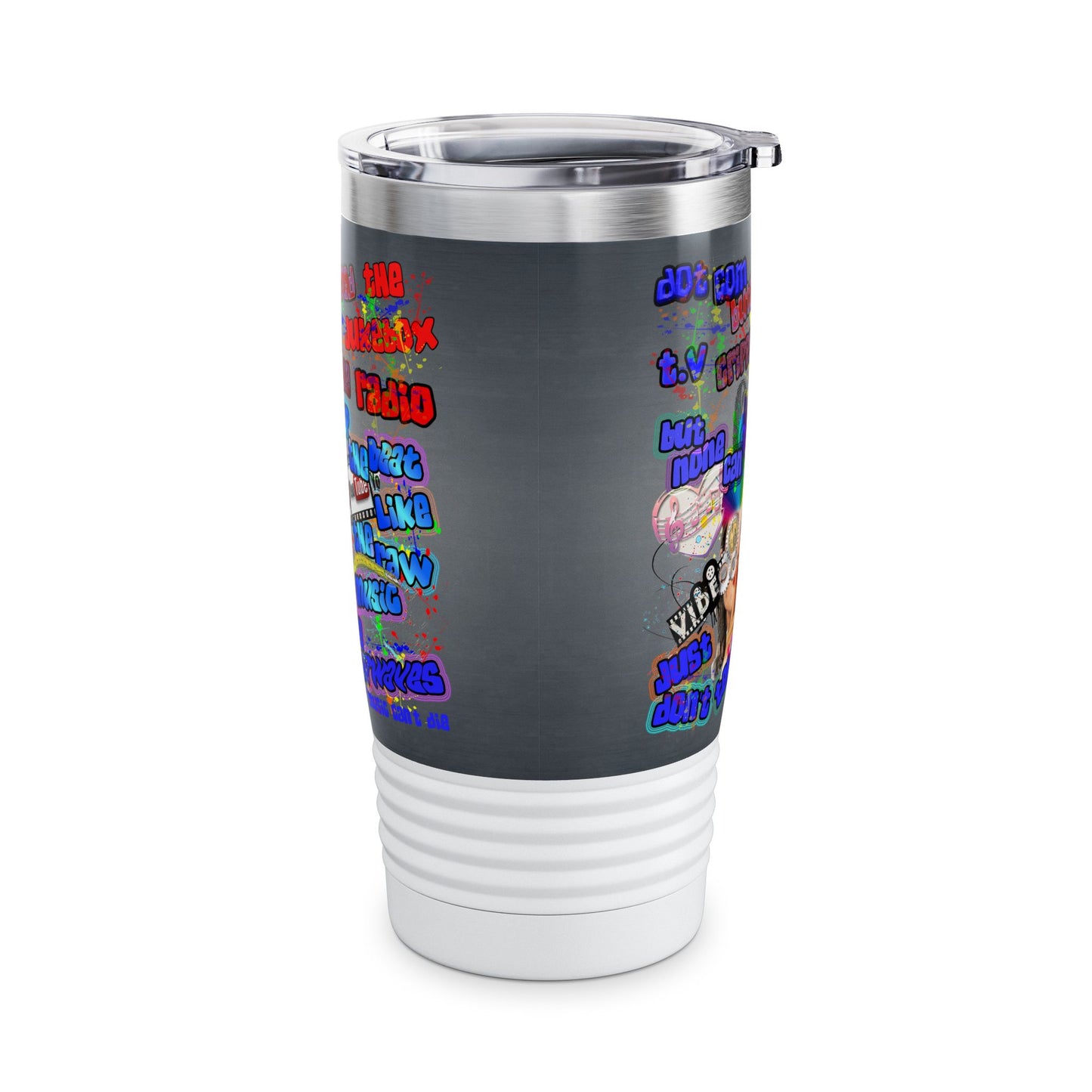 drop the beat - Ringneck Tumbler, 20oz  (grey-light grey)