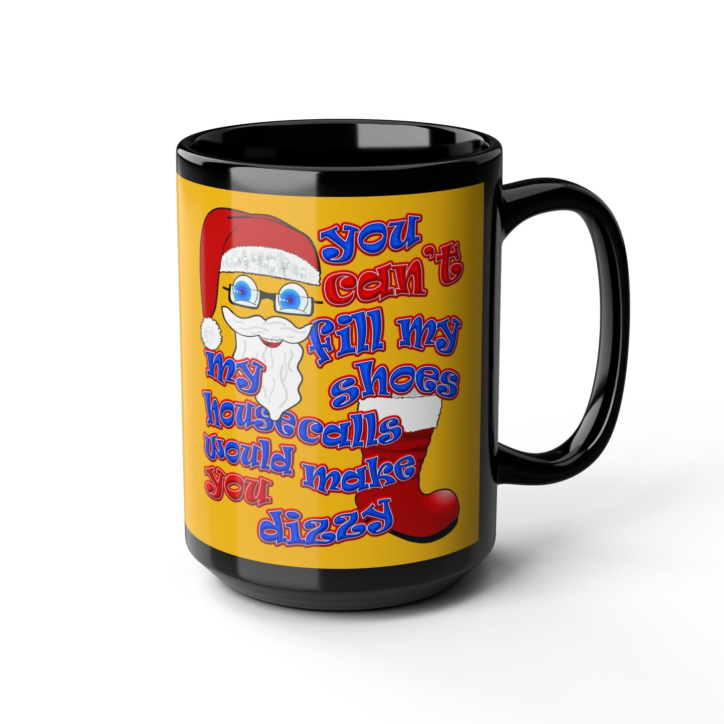 santa's shoes - Black Mug (yellow)