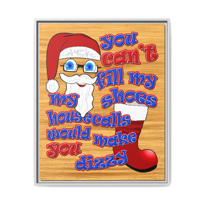 santa's shoes - framed canvas art (butterscotch wood finish)