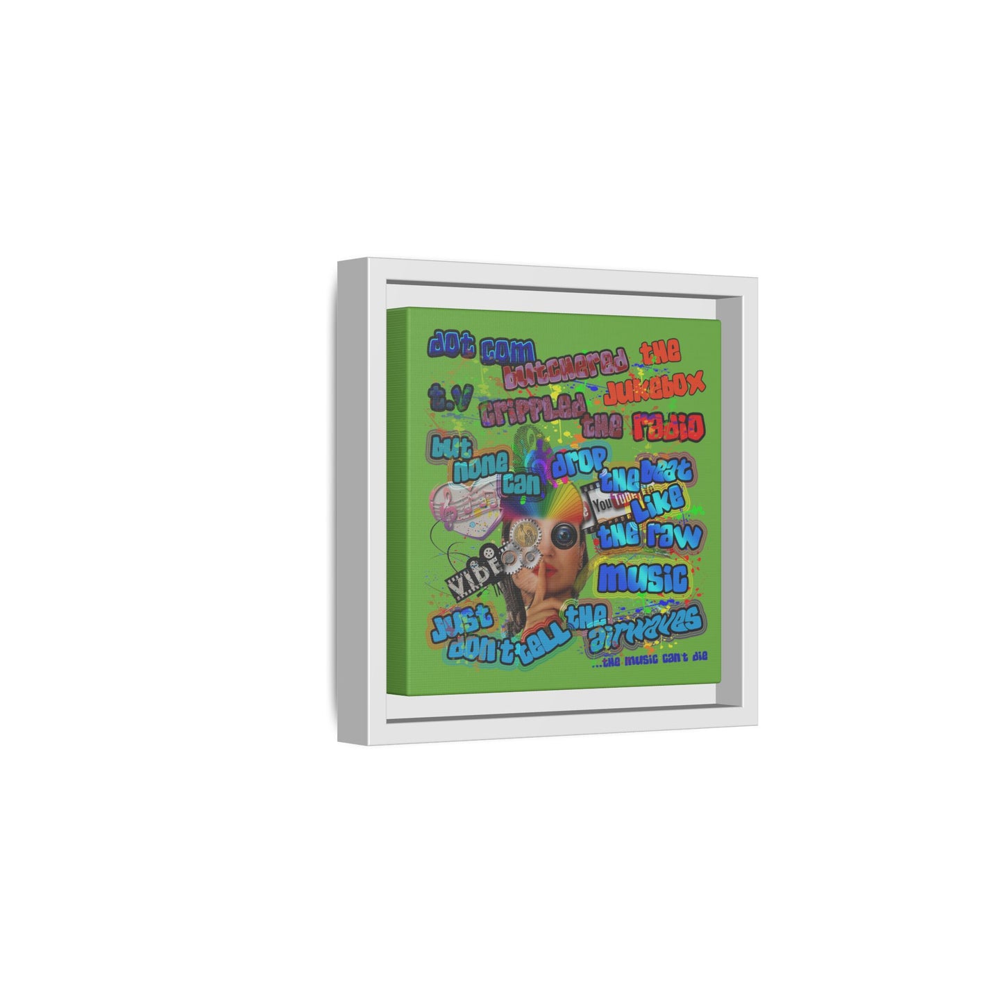 drop the beat - framed canvas art (green)