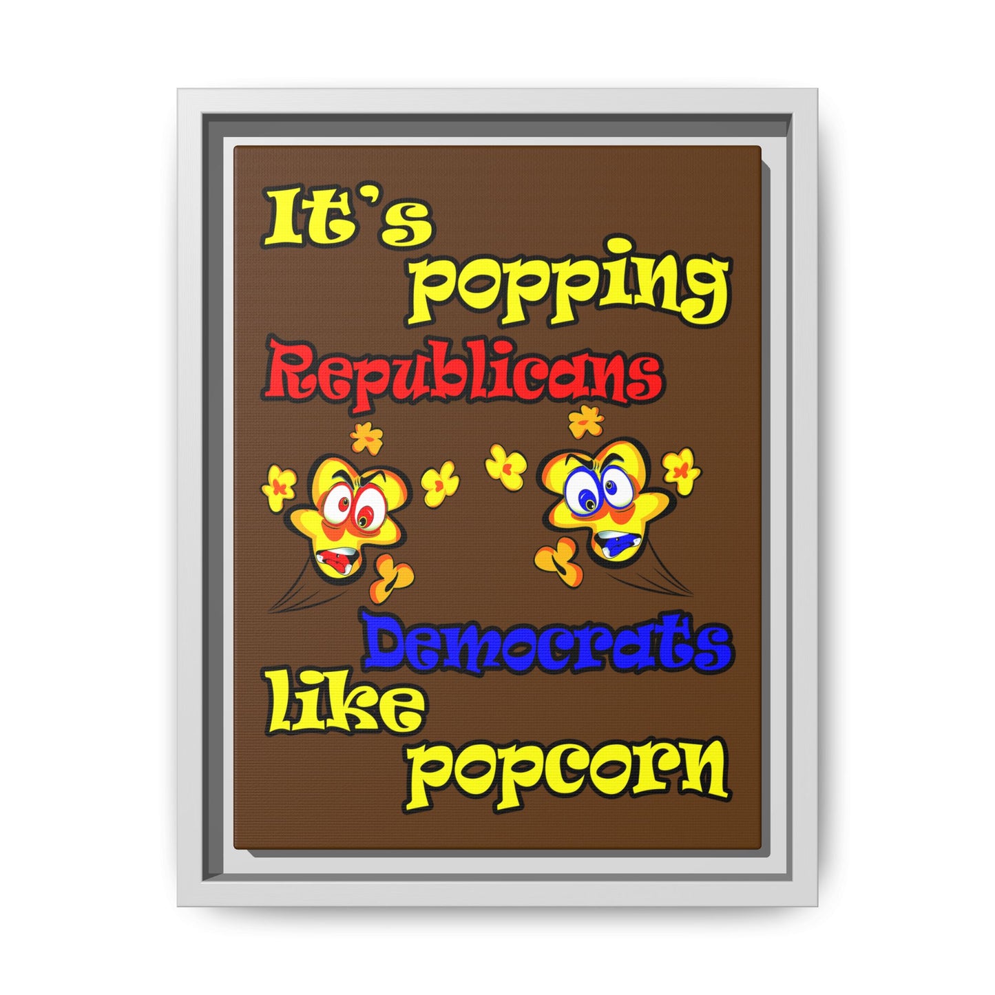popping like popcorn - framed canvas art (brown)