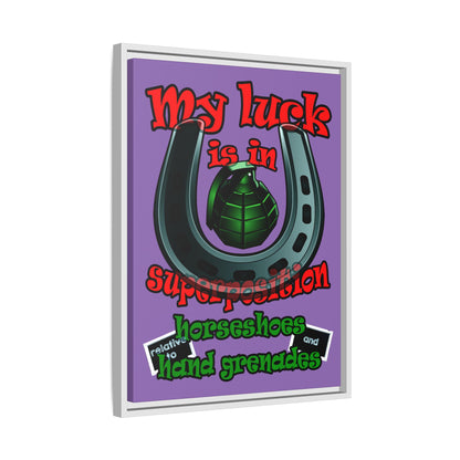 my luck - framed canvas art (light purple)