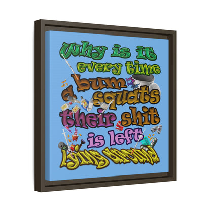 the bum's shit - framed canvas art (light blue)