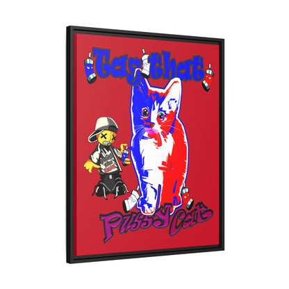 tag that - framed canvas art (dark red)