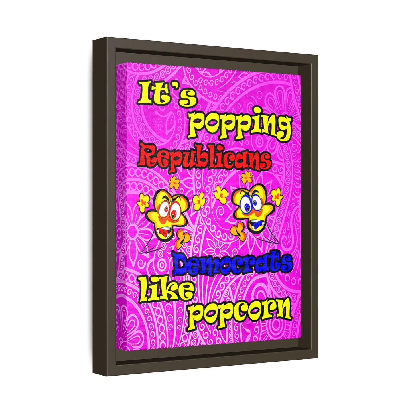 popping like popcorn - framed canvas art (pink swirl)