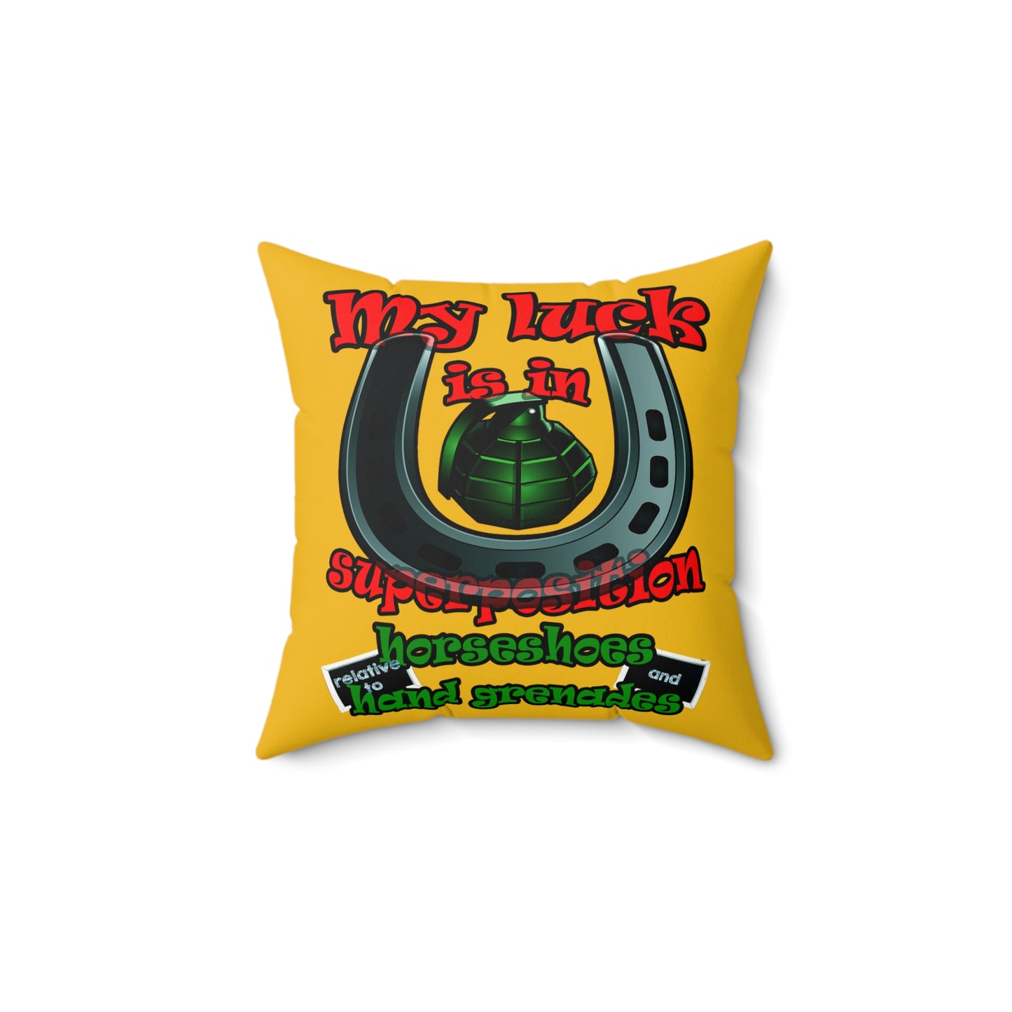 my luck - Faux Suede Square Pillow - (yellow)