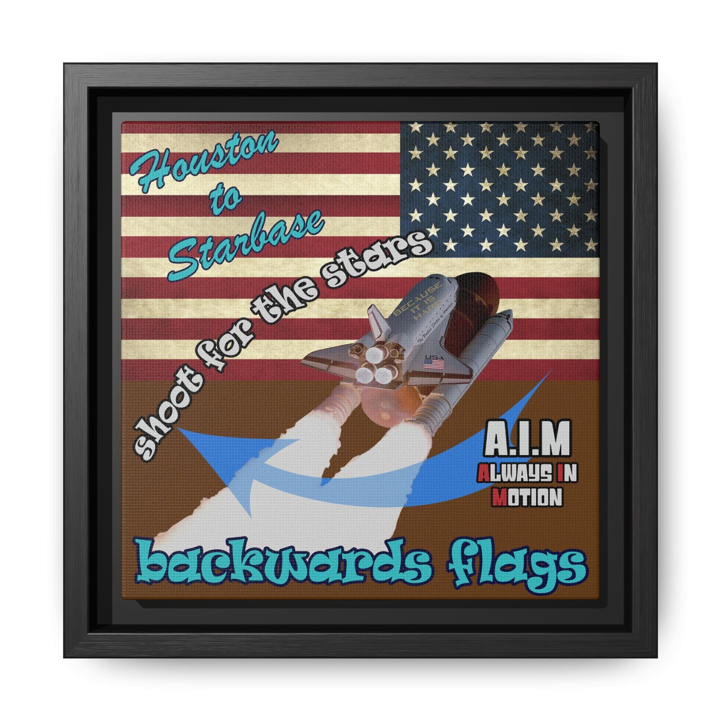 shoot for the stars - framed canvas art (brown)