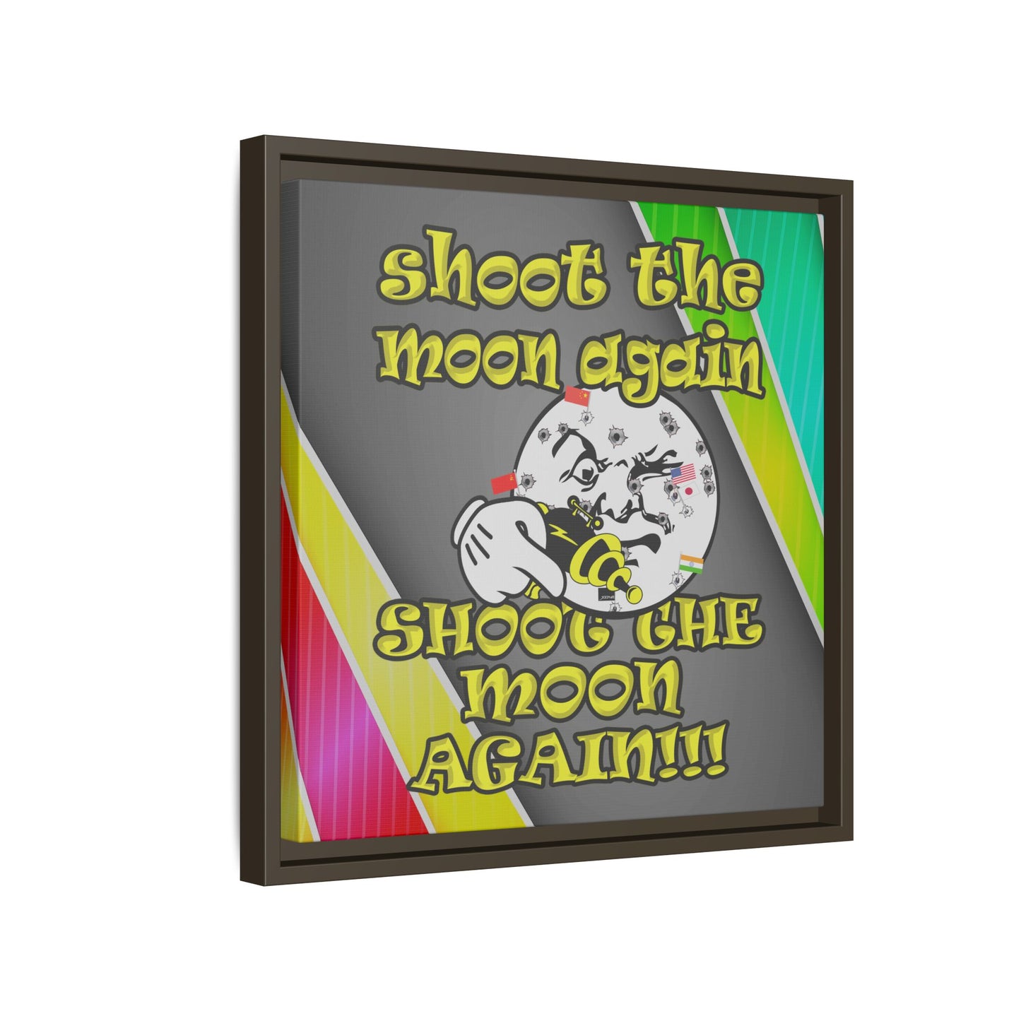 shoot the moon again - framed canvas art (rainbow split)