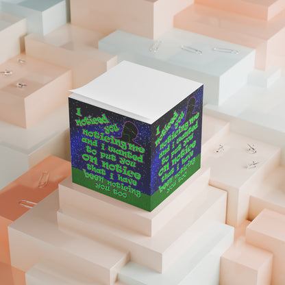 noticed you noticing - note cube ('snoops' background)