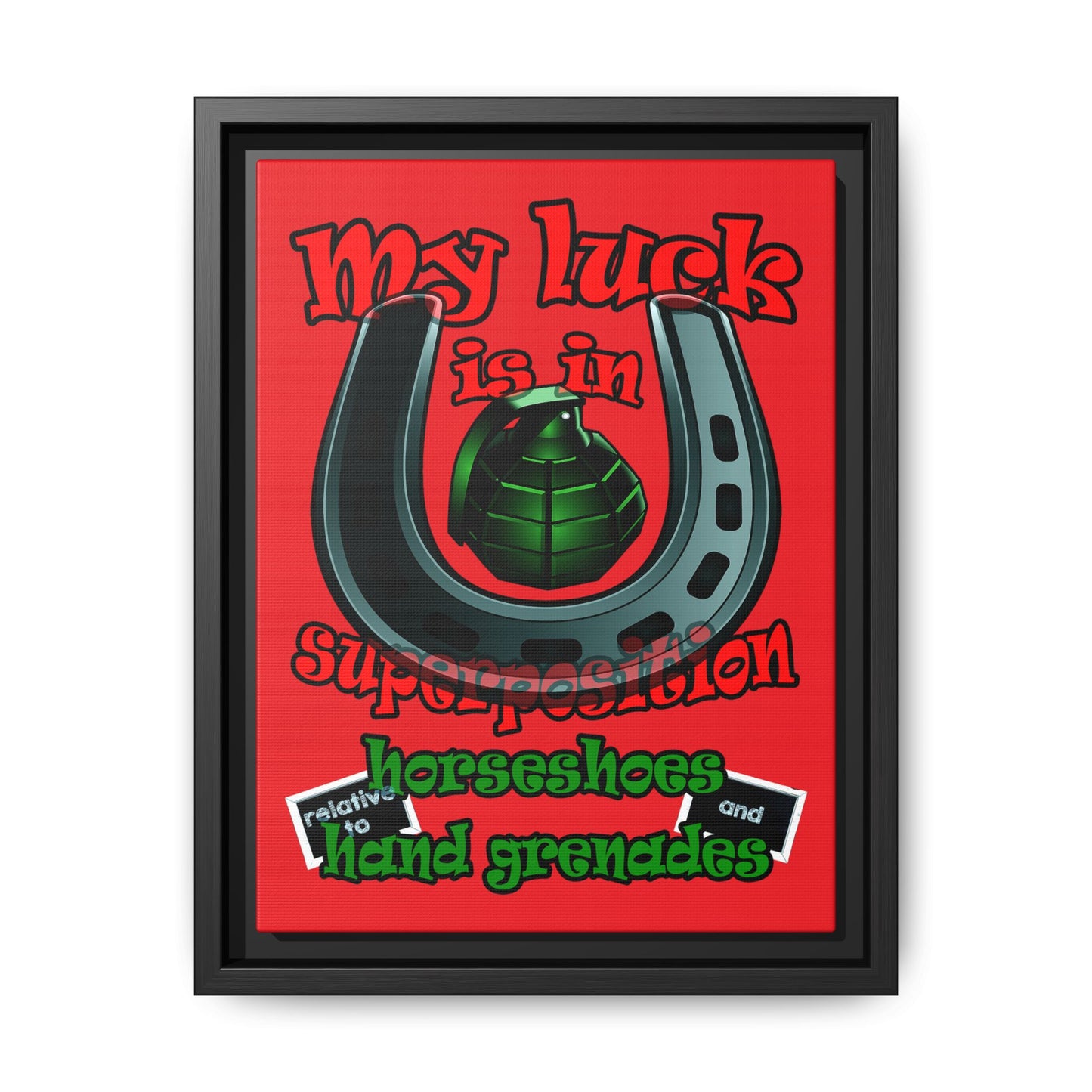 my luck - framed canvas art (red)
