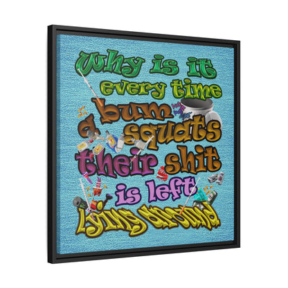 the bum's shit - framed canvas art (faded blue)