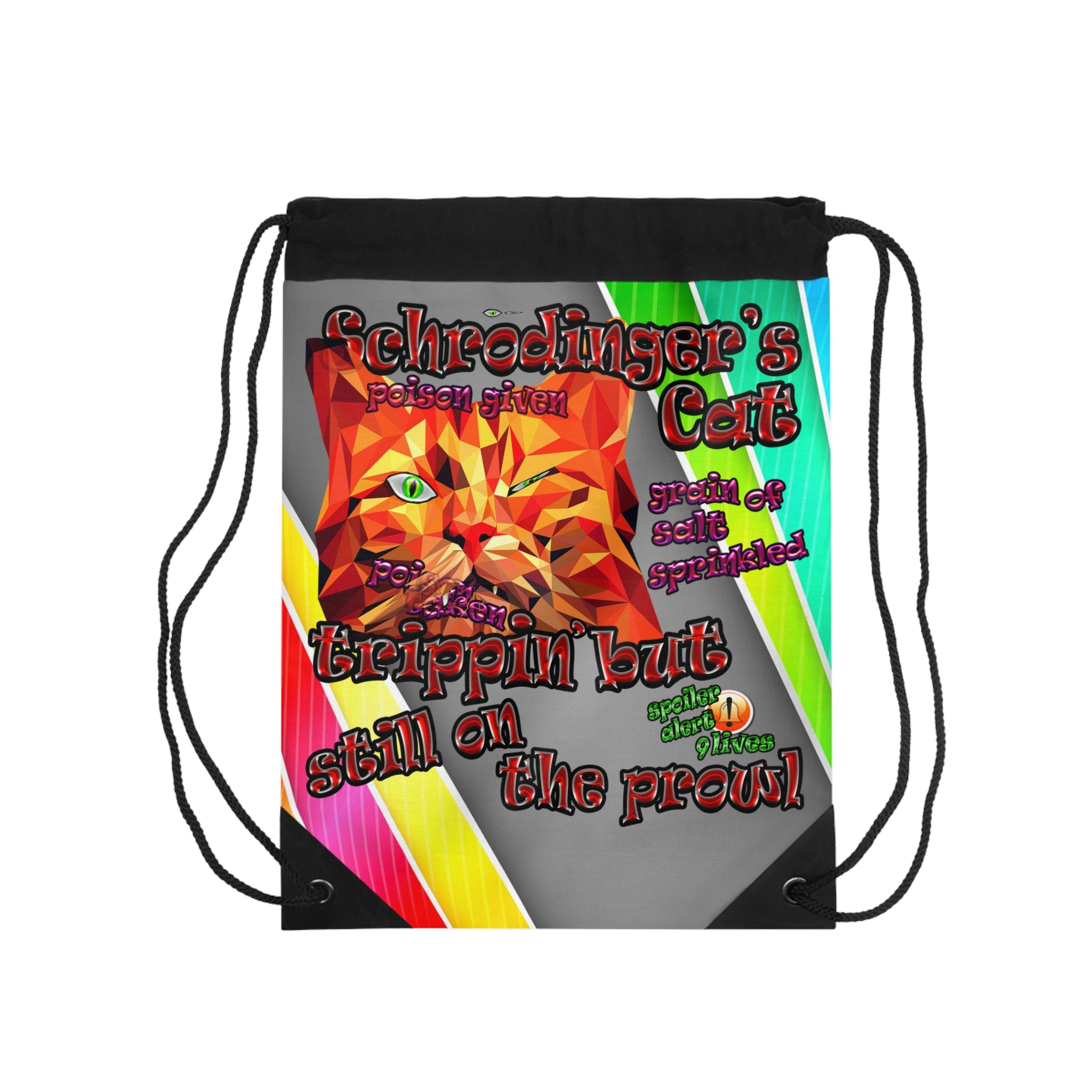 schrodinger's cat - Drawstring Bag (rainbow split)