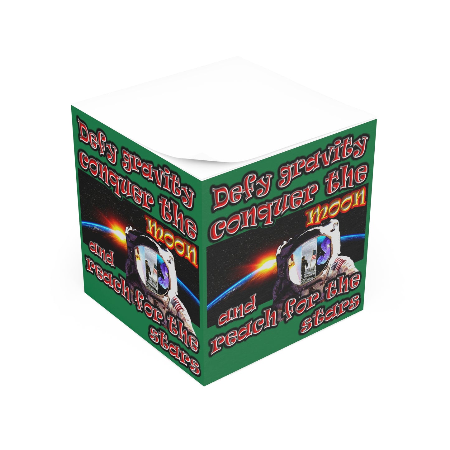 defy conquer reach - note cube (dark green)