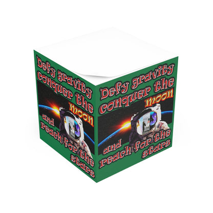 defy conquer reach - note cube (dark green)