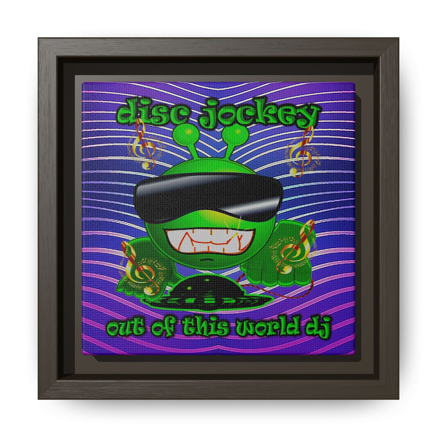 disc jockey - framed canvas art (purple wave)