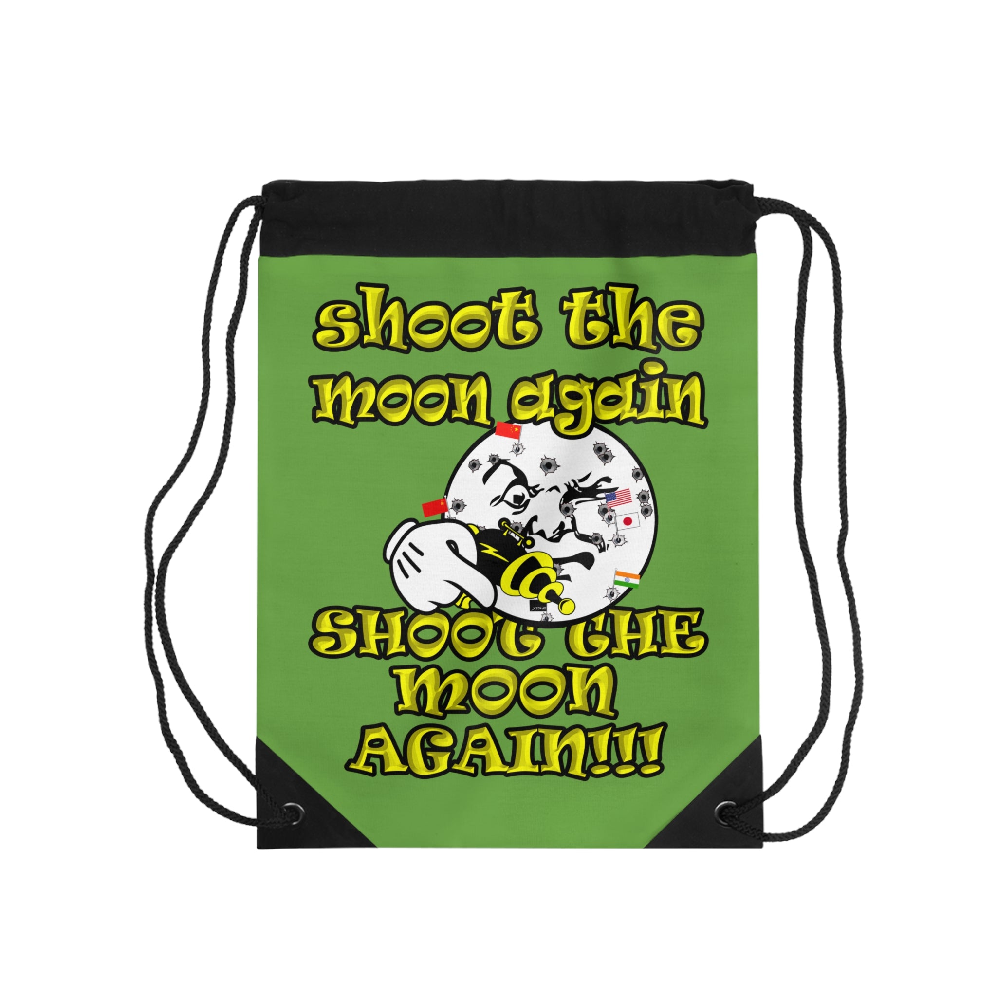 shoot the moon again - Drawstring Bag (green)