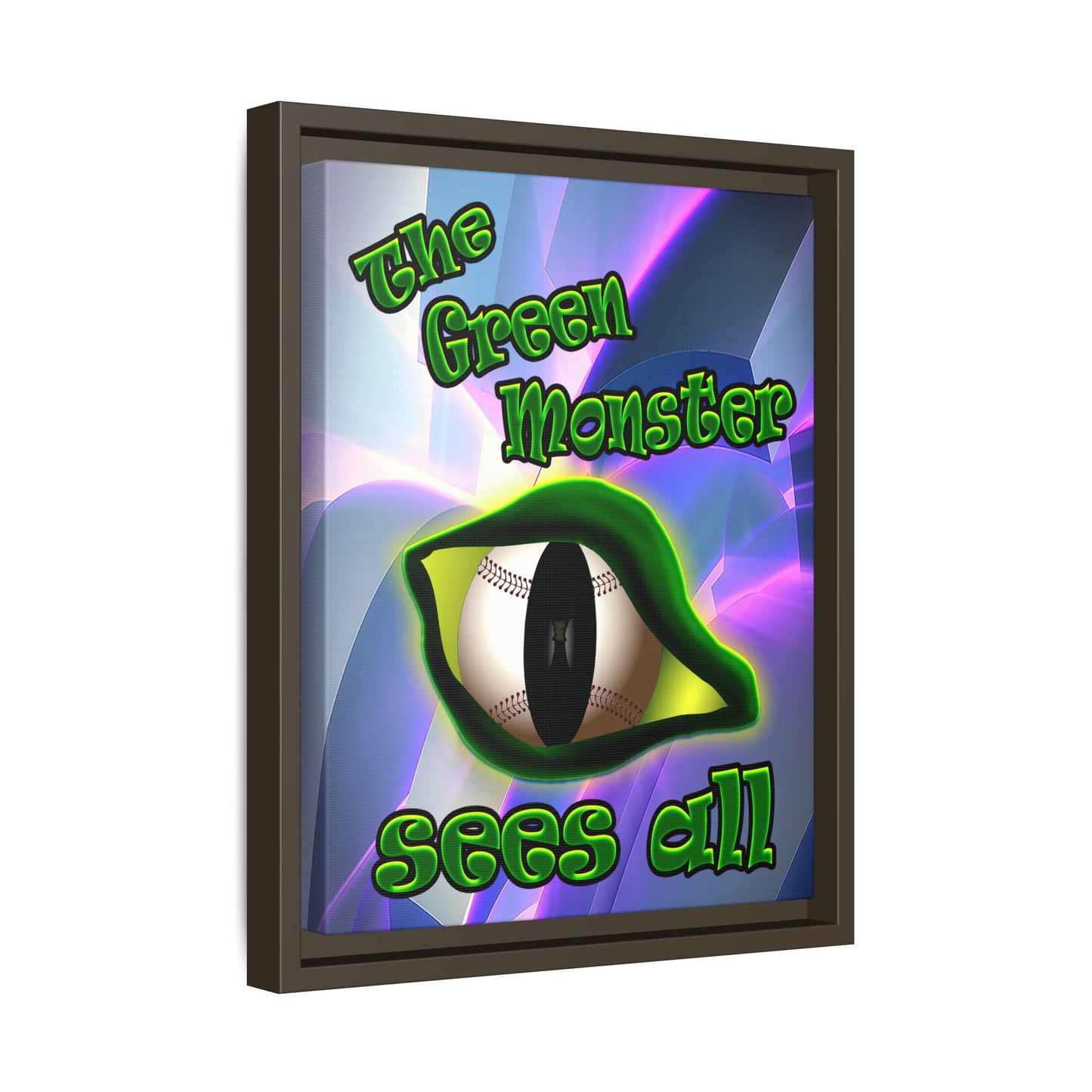 green monster - framed canvas art (grey-pink wave)