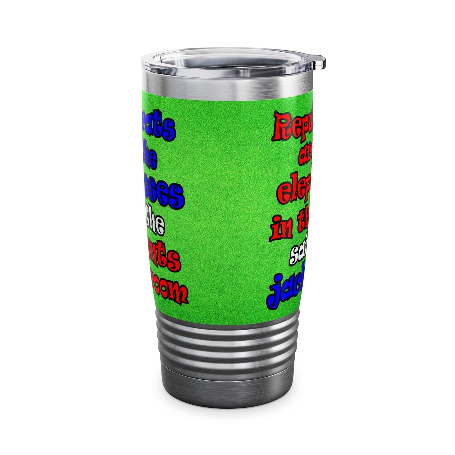donkeys and elephants - Ringneck Tumbler, 20oz (green turf)