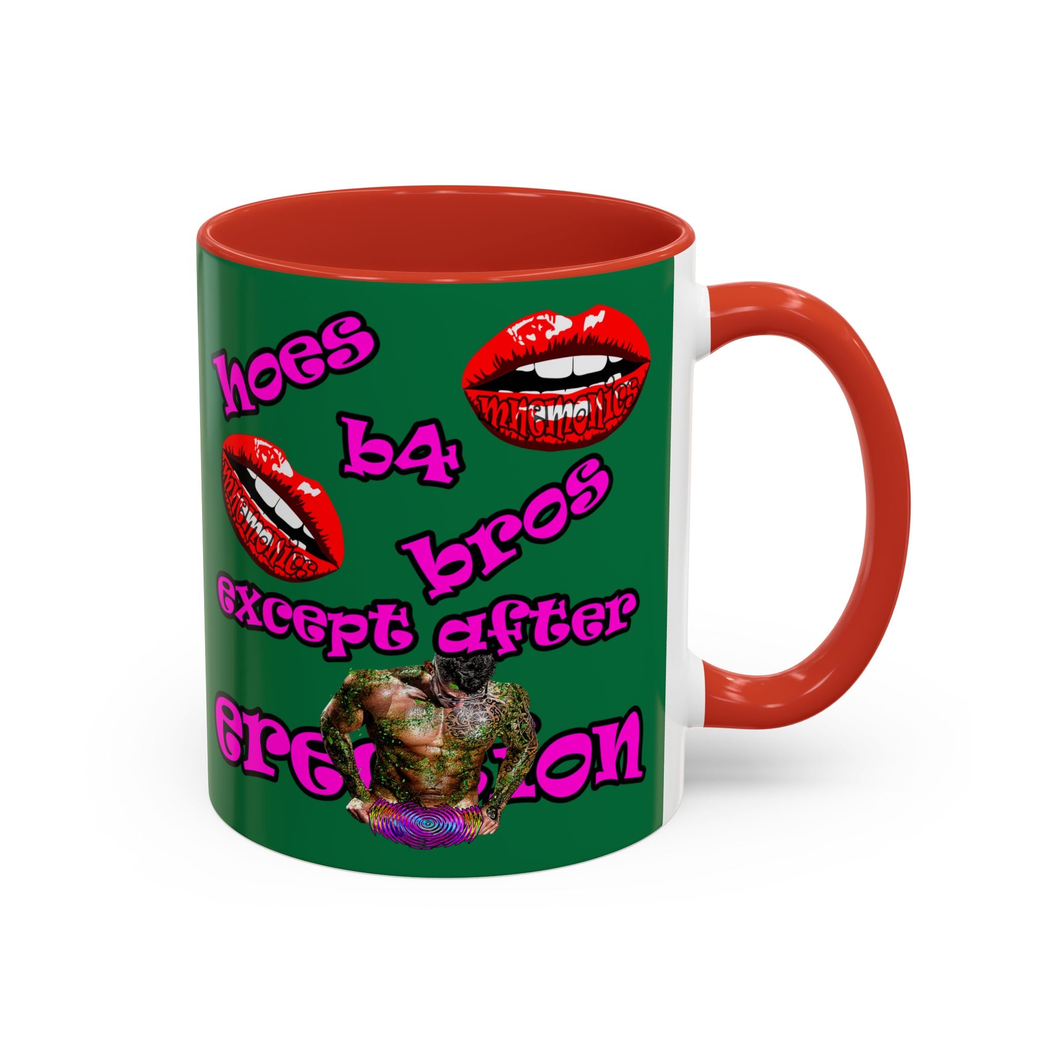 hoes b4 bros - Accent Mug (dark green)