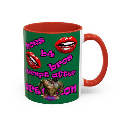 hoes b4 bros - Accent Mug (dark green)