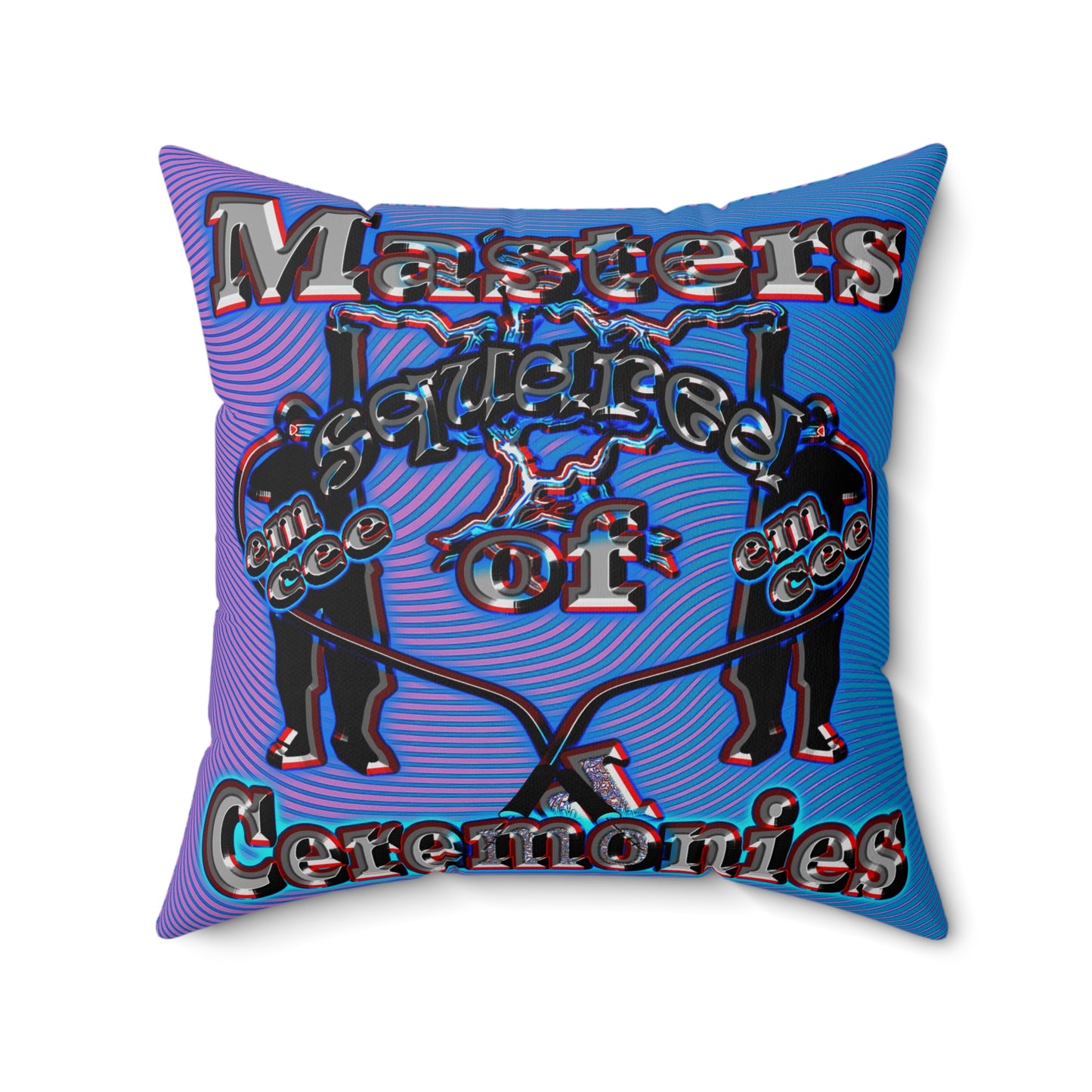em cee squared - Spun Polyester Square Pillow - (light blue-purple wave)