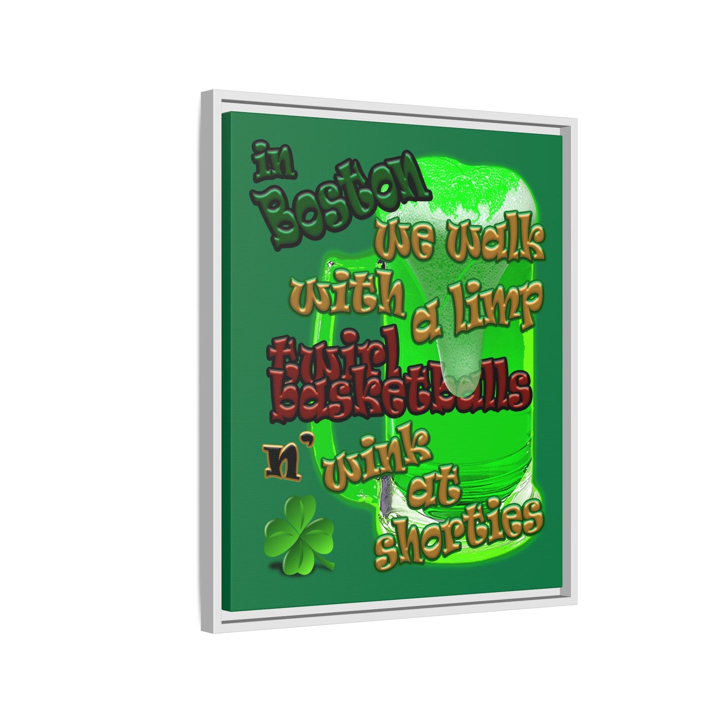 celtics logo - framed canvas art (dark green)