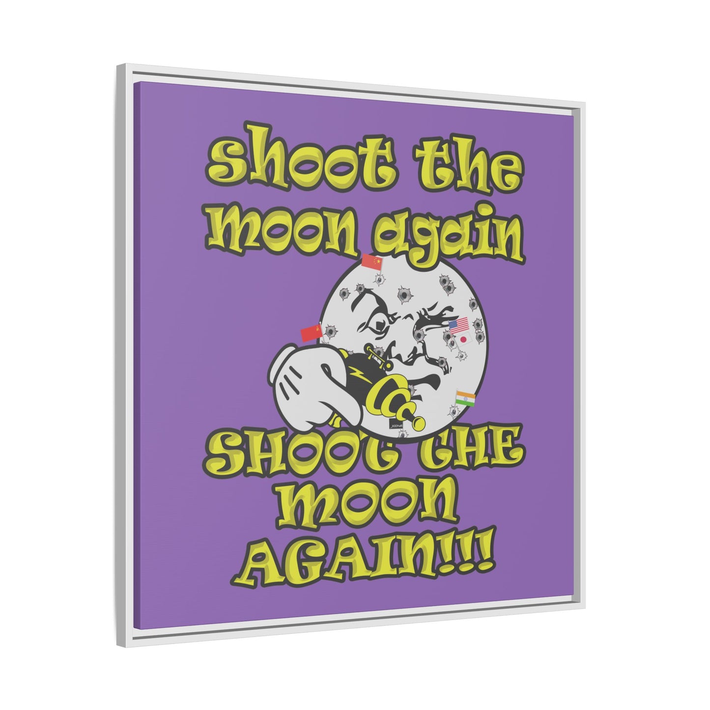 shoot the moon again - framed canvas art (light purple)