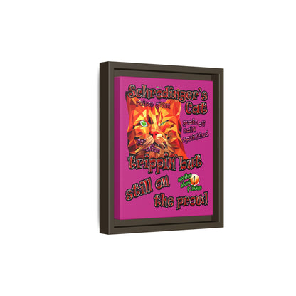 schrodinger's cat - framed canvas art (pink)