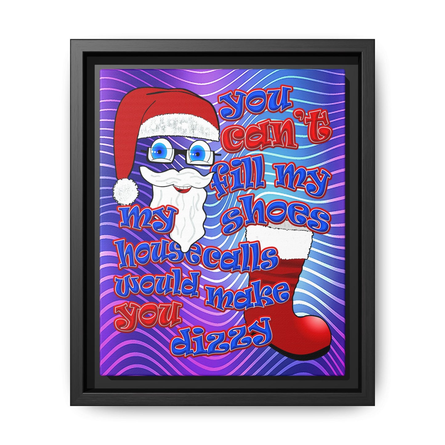 santa's shoes - framed canvas art (purple wave)