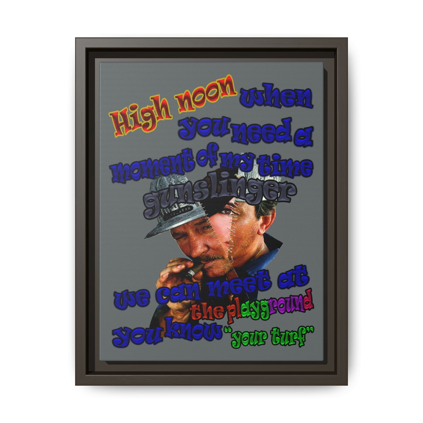 high noon - framed canvas art (dark grey)