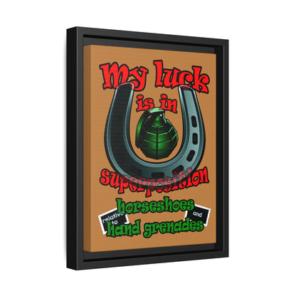 my luck - framed canvas art (light brown)