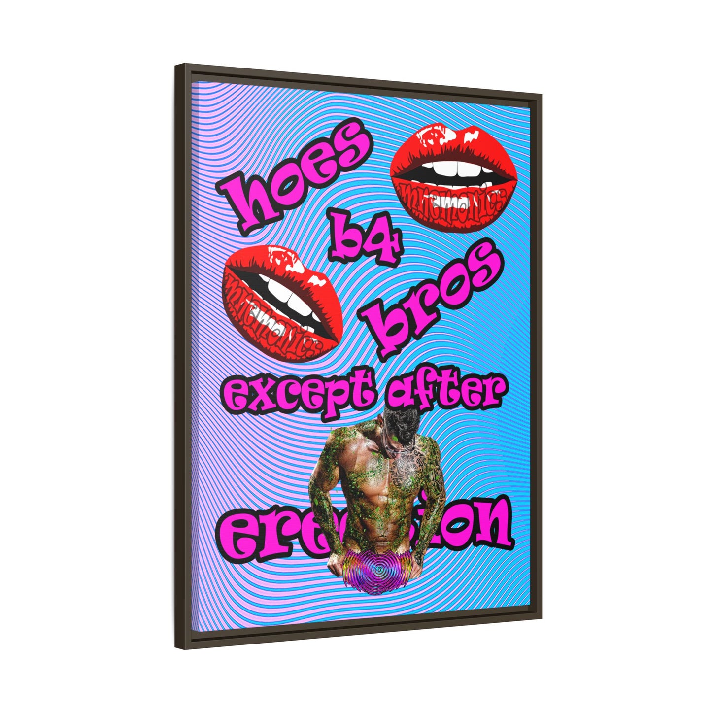 hoes b4 bros - framed canvas art (light blue-purple wave)