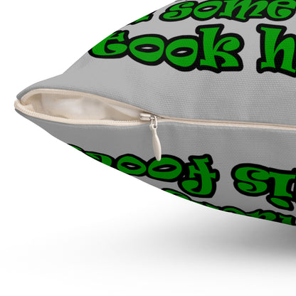 turtle race - Spun Polyester Square Pillow - (light grey)