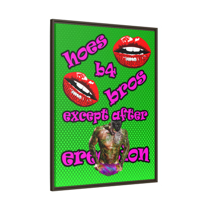 hoes b4 bros - framed canvas art (logo green)