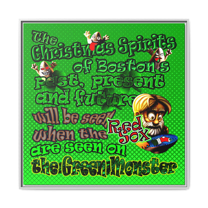 christmas spirits of boston - framed canvas art (logo green)