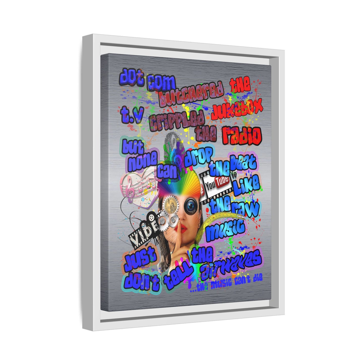 drop the beat - framed canvas art (brushed nickel)
