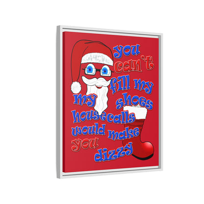 santa's shoes - framed canvas art (dark red)
