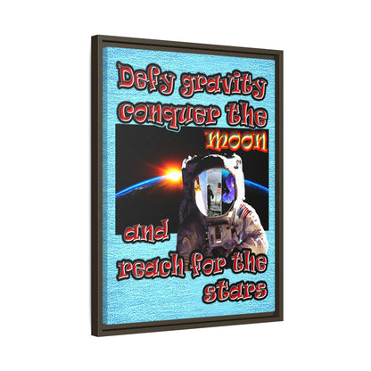 defy conquer reach - framed canvas art (faded blue)