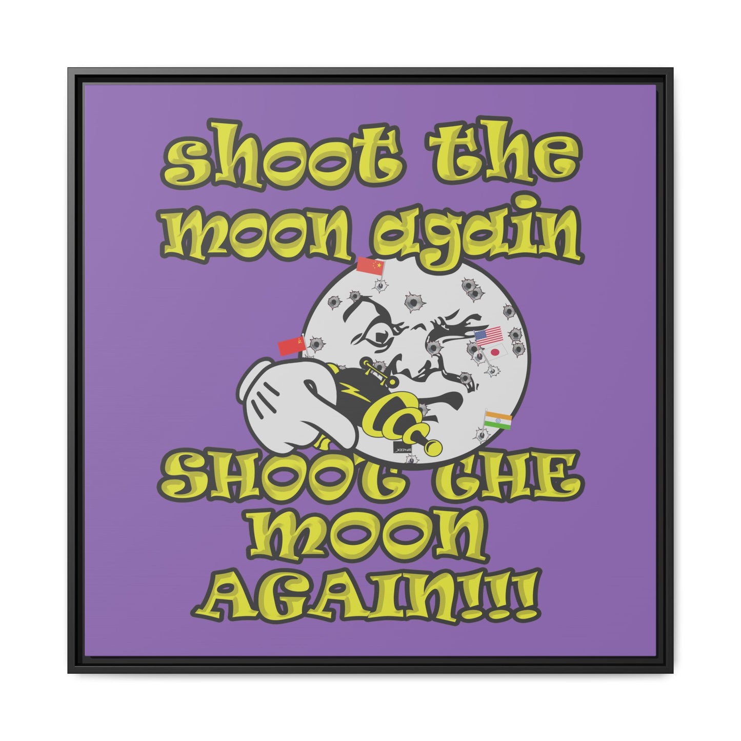 shoot the moon again - framed canvas art (light purple)