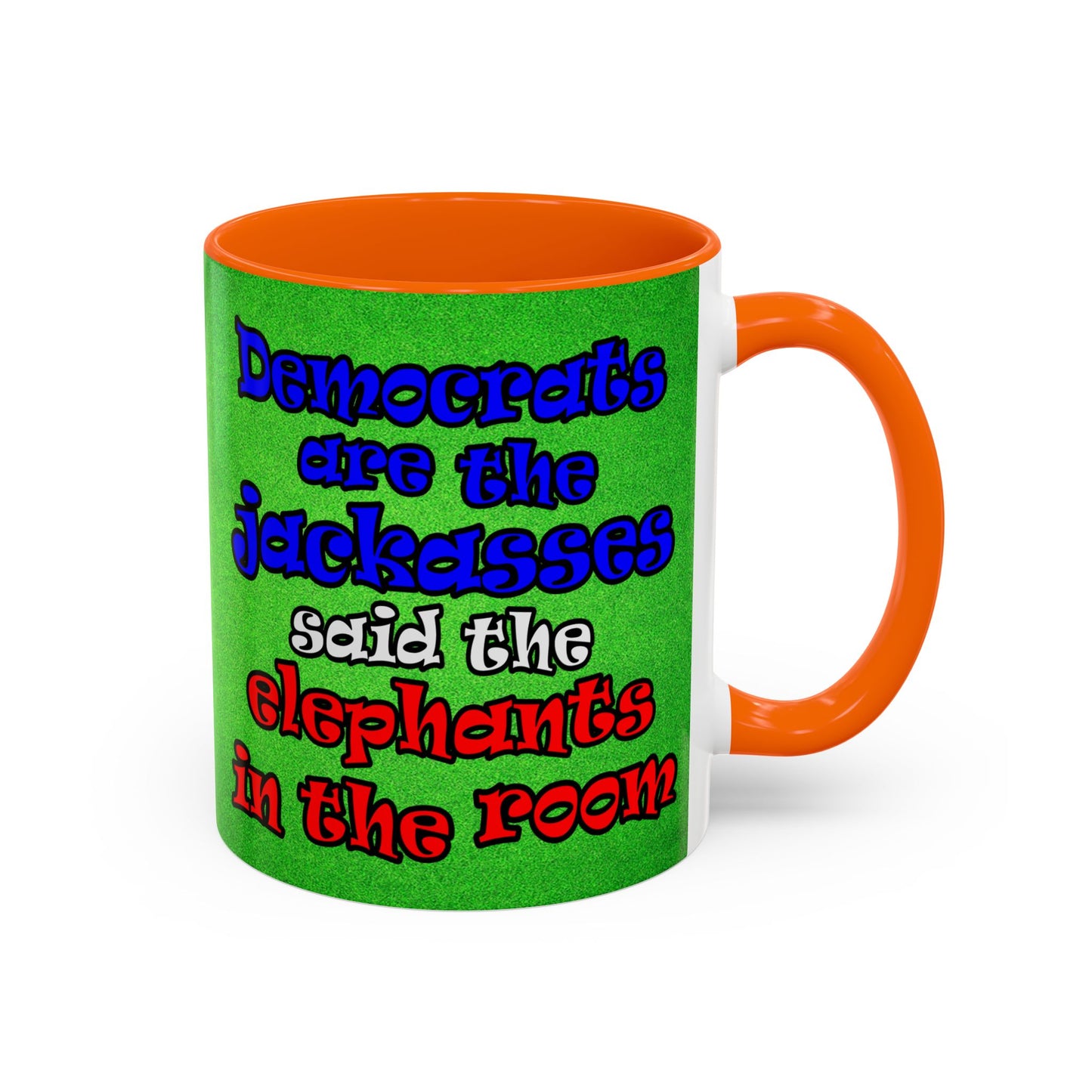 donkeys and elephants - Accent Mug (green turf)