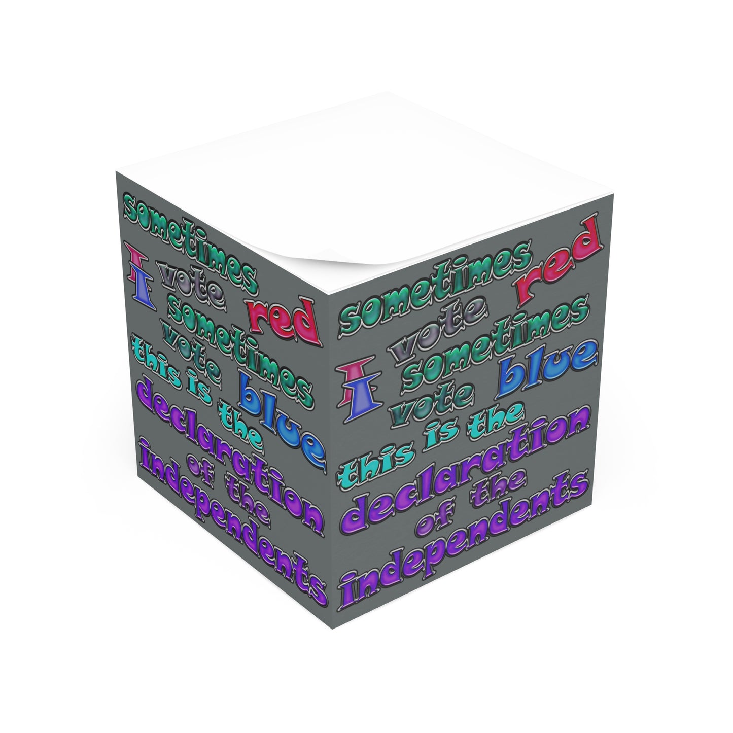 declaration of the independents - note cube (dark grey)
