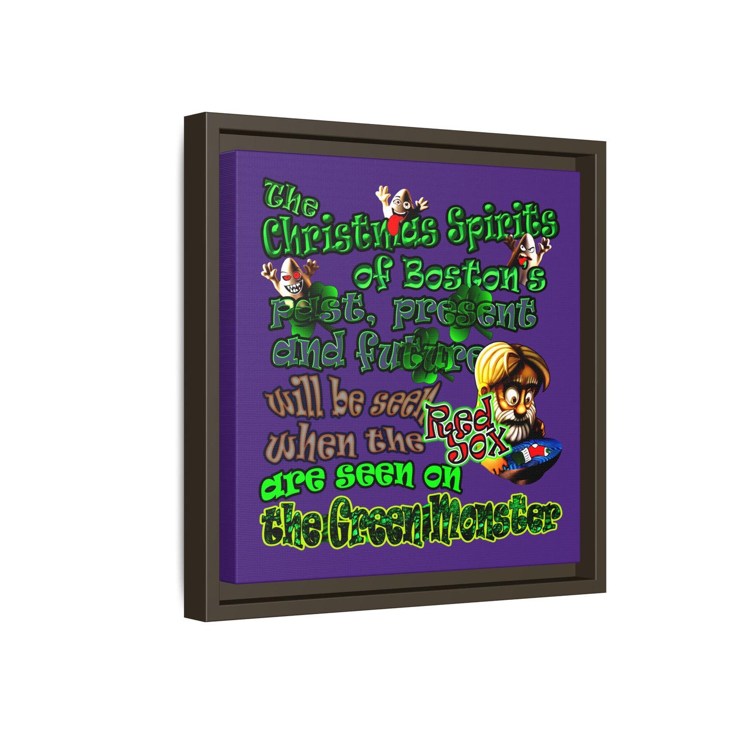 christmas spirits of boston - framed canvas art (purple)