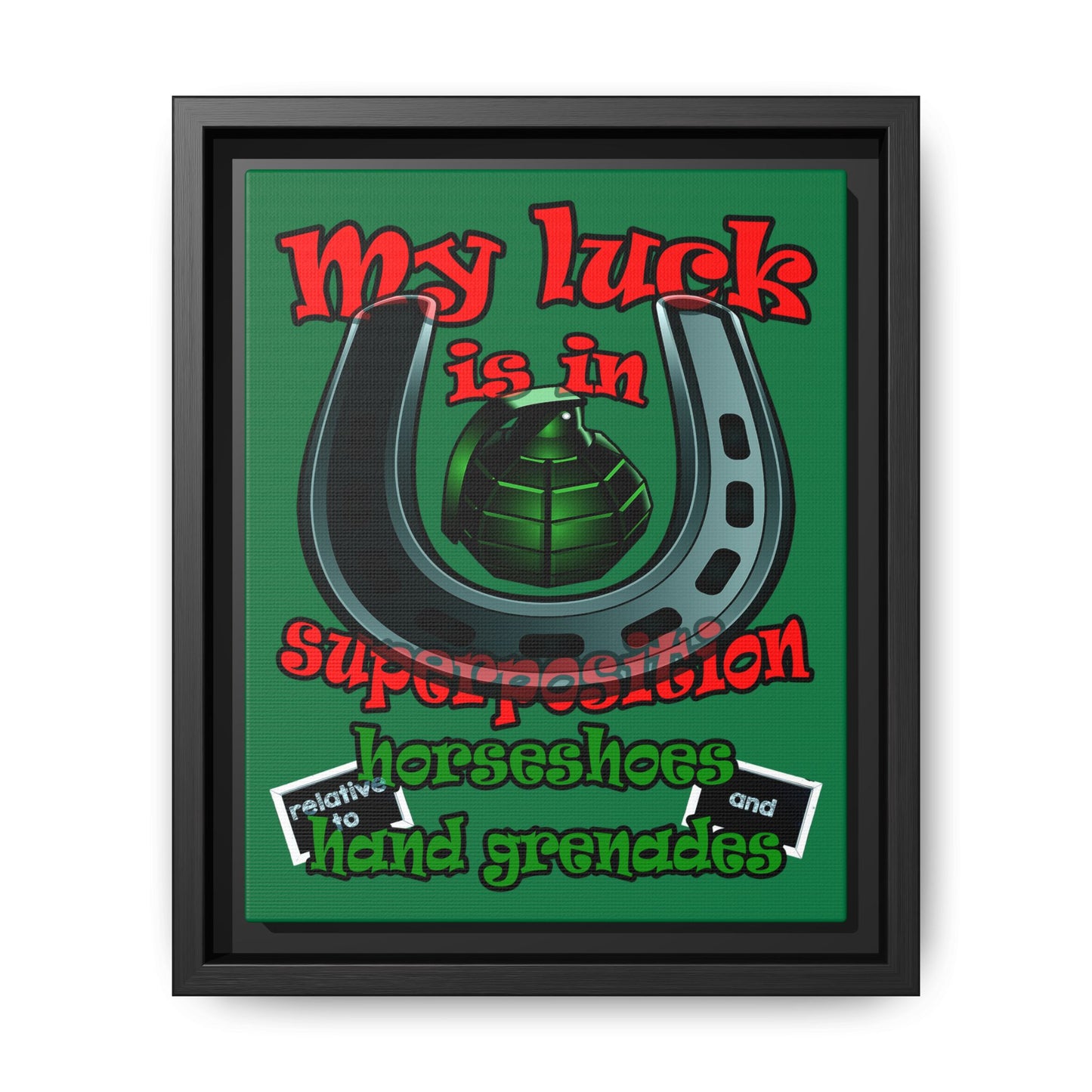 my luck - framed canvas art (dark green)